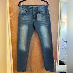 NWT 32/32 Vintage Genes Black Slim Straight Fit Blue Jeans